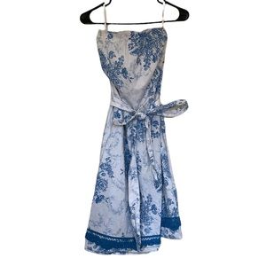 Torrid Blue and White Floral Tie Waist Dress